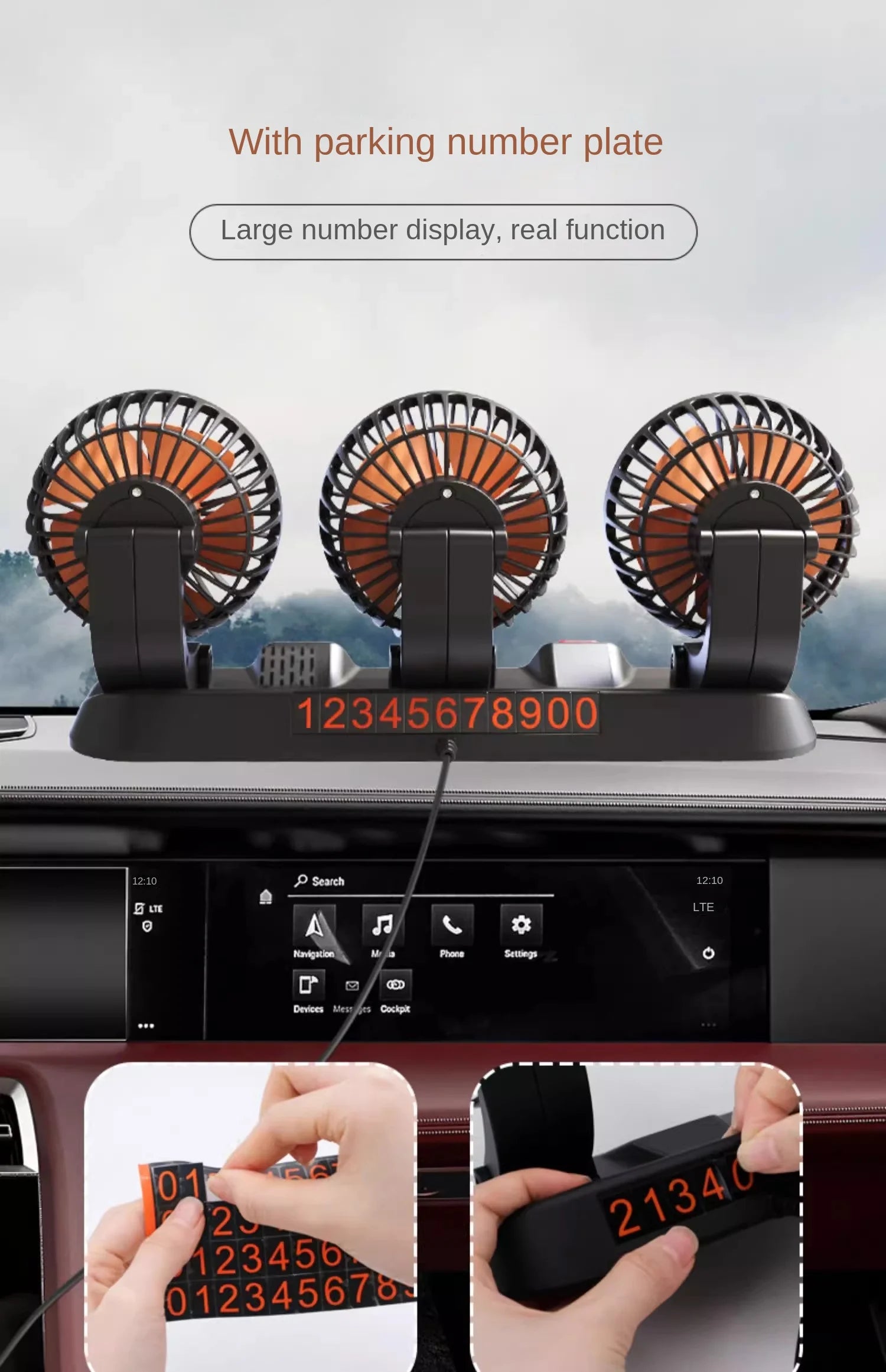 Car Fan 360° Adjustable 3 Head Air Fan