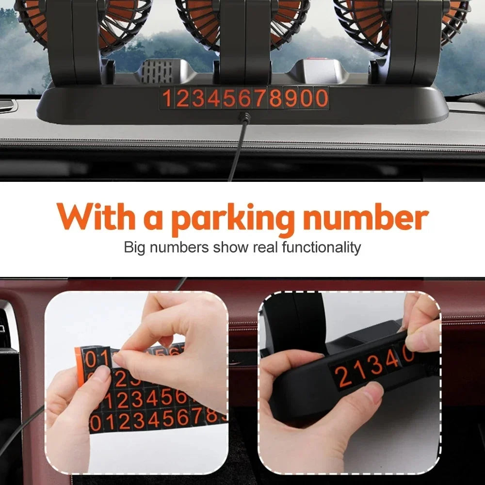 Car Fan 360° Adjustable 3 Head Air Fan