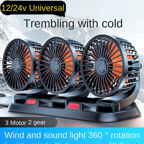 Car Fan 360° Adjustable 3 Head Air Fan